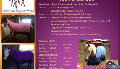 BelleVale Equine Attire 1200D Waterproof Turnout Rugs & Combos on HorseYard.com.au