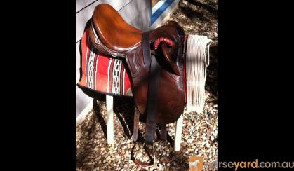 17 inch Leather Stock Saddle with leather grip on HorseYard.com.au