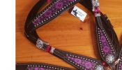CSS Purple Diamond Inlay Tackset- Chocolate Leather  on HorseYard.com.au