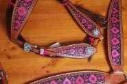 CSS Pink Diamond Inlay Tackset- Chestnut Leather Cob/ Full on HorseYard.com.au